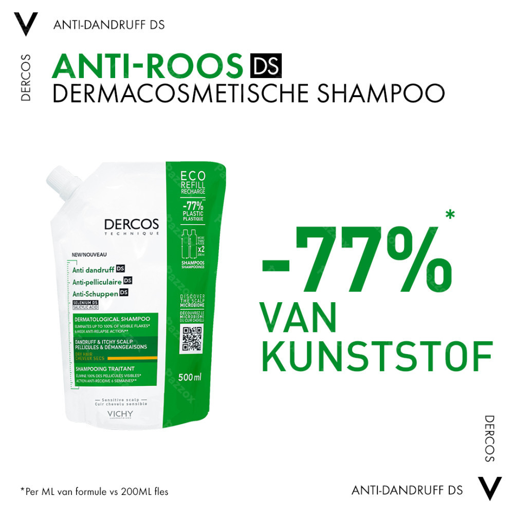 Vichy Dercos Ecologische Navulling Anti-roos Droog haar 500ml