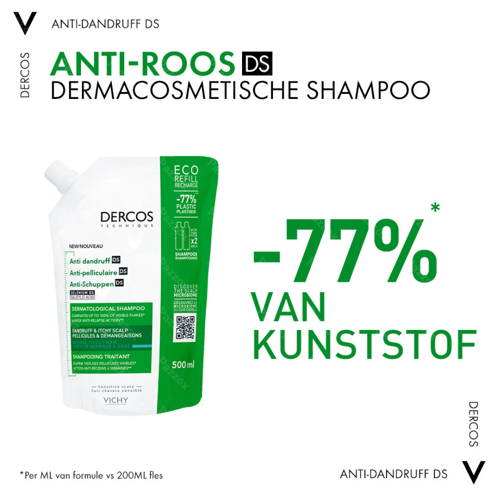 Vichy Dercos DS Ecologische Navulling Anti-roos Normaal tot Vet Haar 500ml