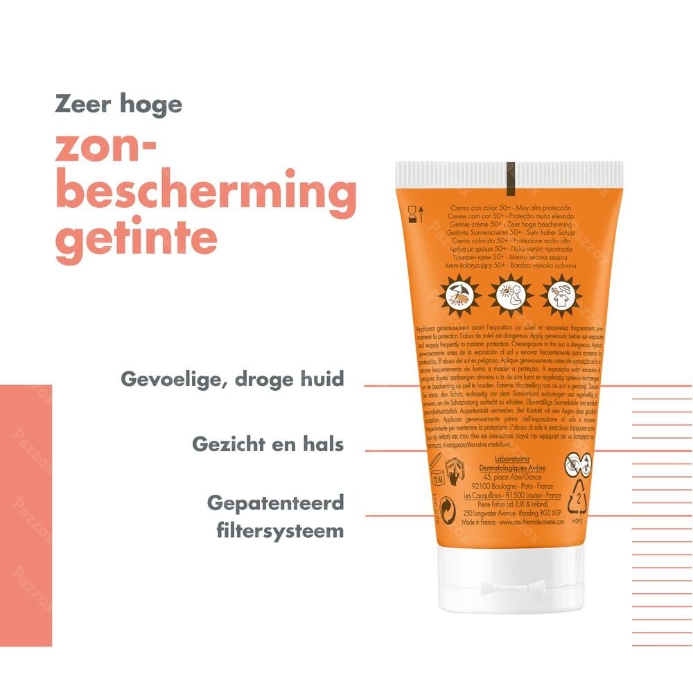 Avène Getinte Zonnecrème SPF50+ 50ml