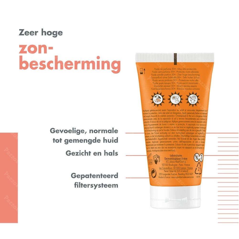 Avène Zonnefluide SPF50+ Zonder Parfum 50ml