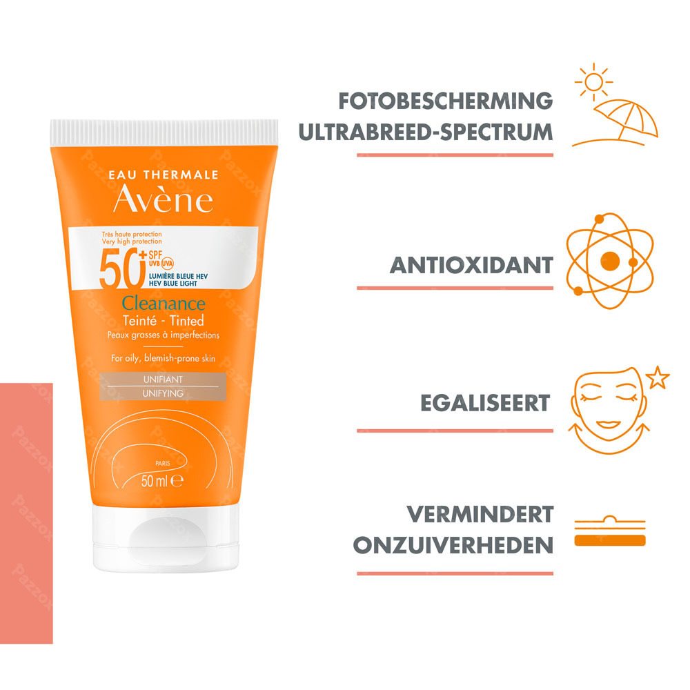Avène Cleanance Getinte Zonnecrème SPF50+ 50ml