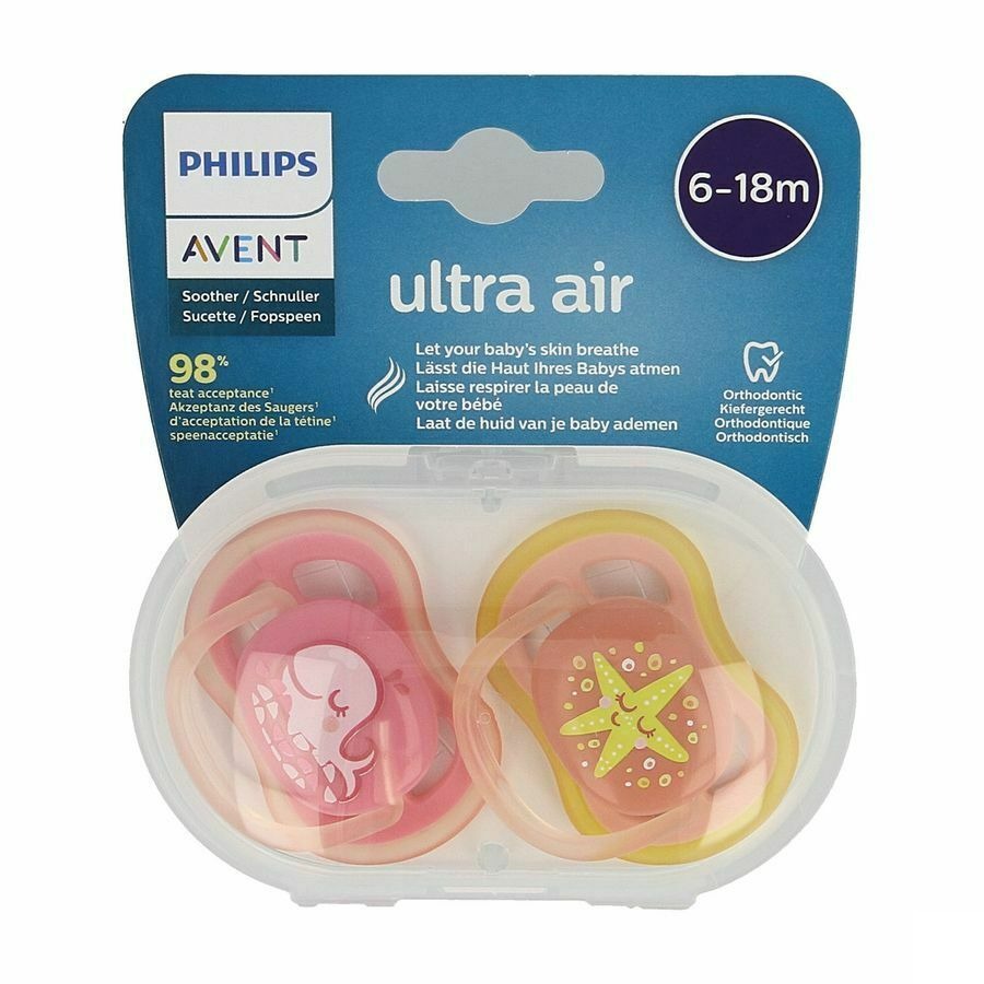Philips Avent Ultra Air Fopspeen Girl 6-18m Scf084/04 2 Stuks