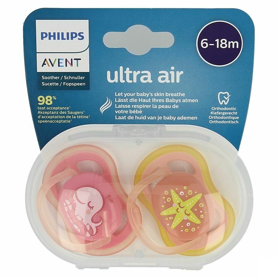 Philips Avent Ultra Air Fopspeen Girl 6-18m Scf084/04 2 Stuks