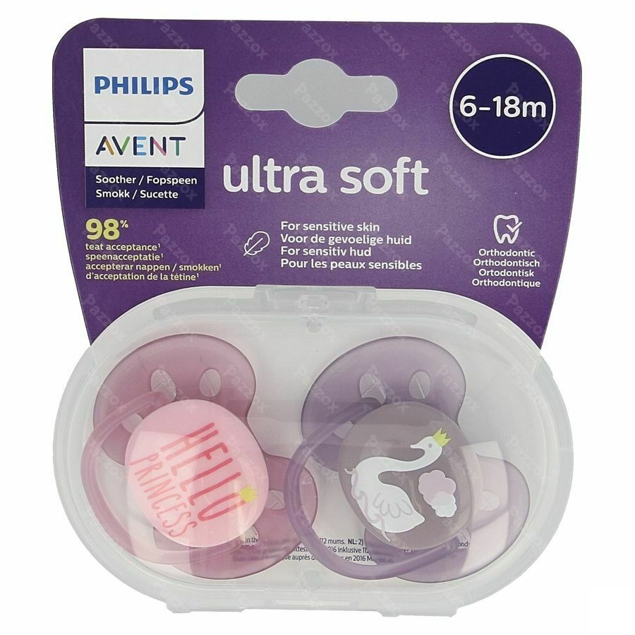 Philips Avent Ultra Soft Fopspeen Girl 6-18m Scf223/02 2 Stuks