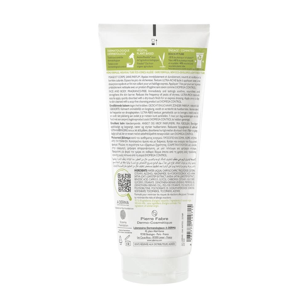 A-Derma Exomega Control Verzachtende Balsem 200ml