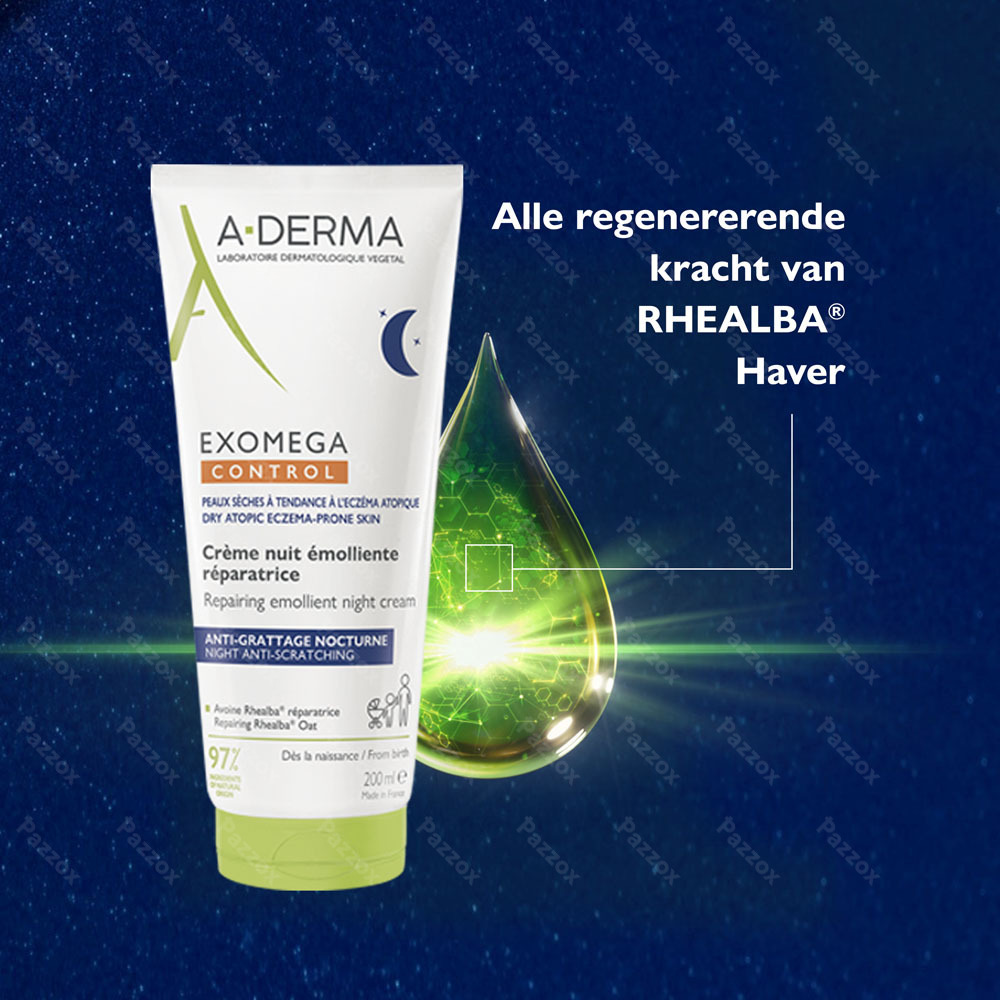A-Derma ExoMega Control Herstellende Emolliërende Nachtcrème Anti-Jeuk 200ml