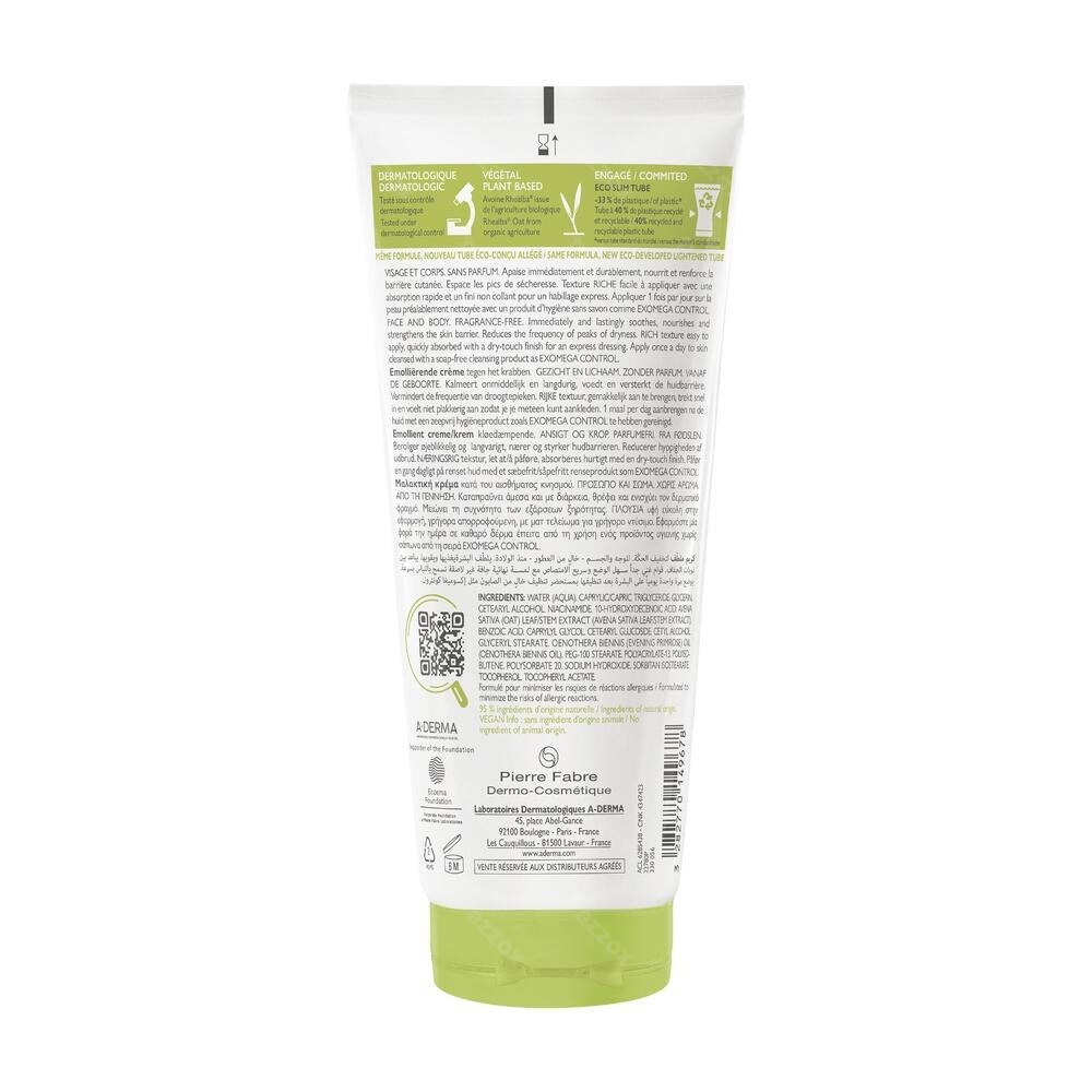 A-Derma Exomega Control Verzachtende Crème 200ml