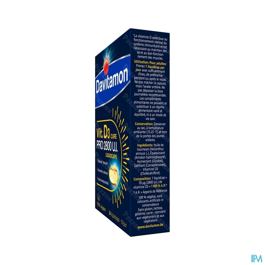 Davitamon Vitamine D3 Pro 2800 IU Vegan 24 Liquidcaps