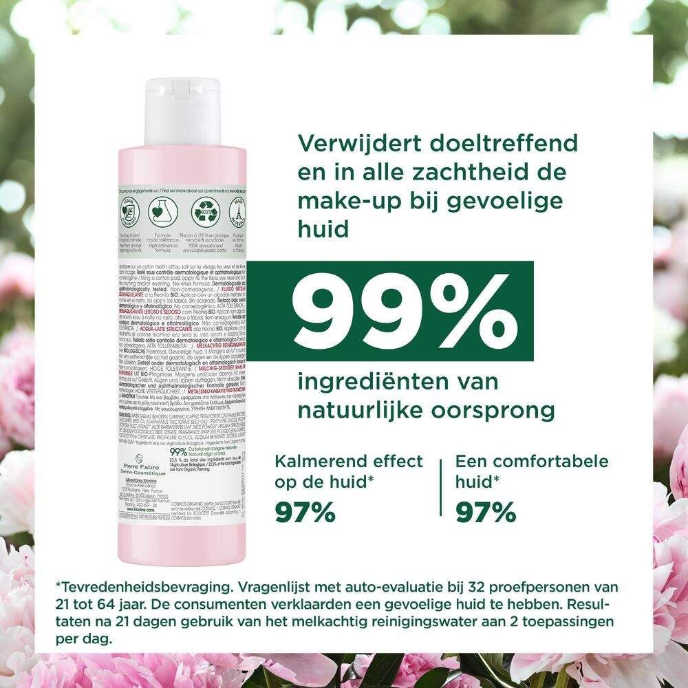 Klorane Pioenroos Reinigend Water Bio 200ml