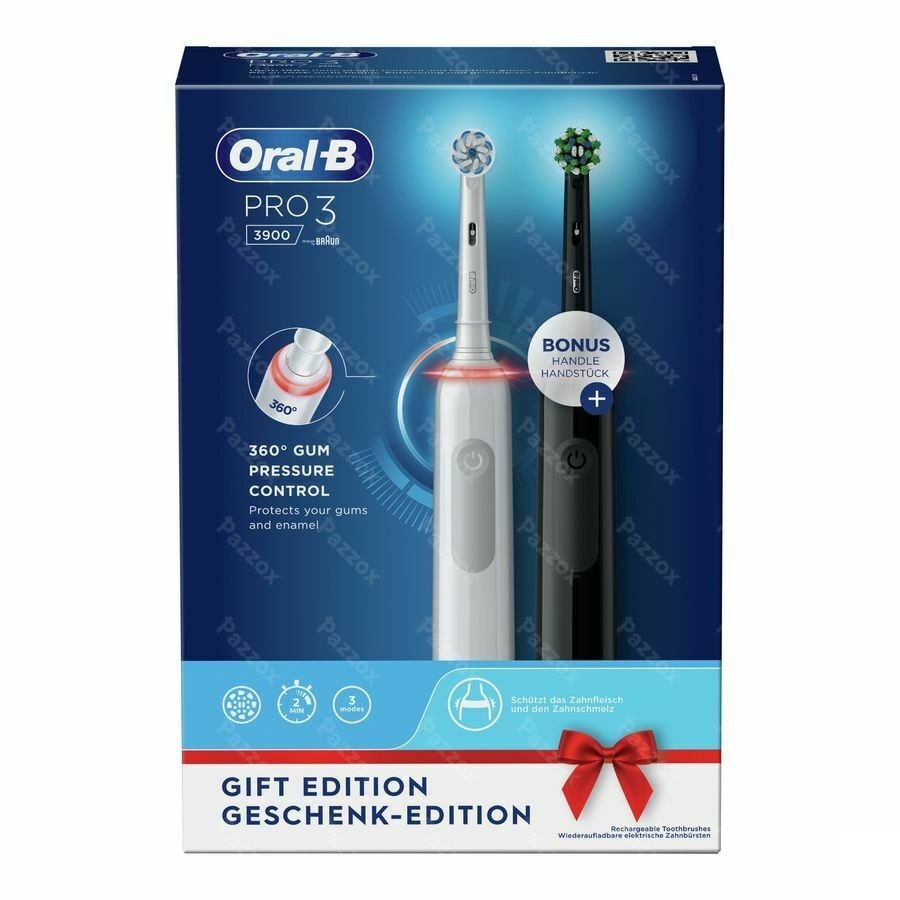 Oral-B Pro 3 Elektrische Tandenborstel Duo Wit/Zwart