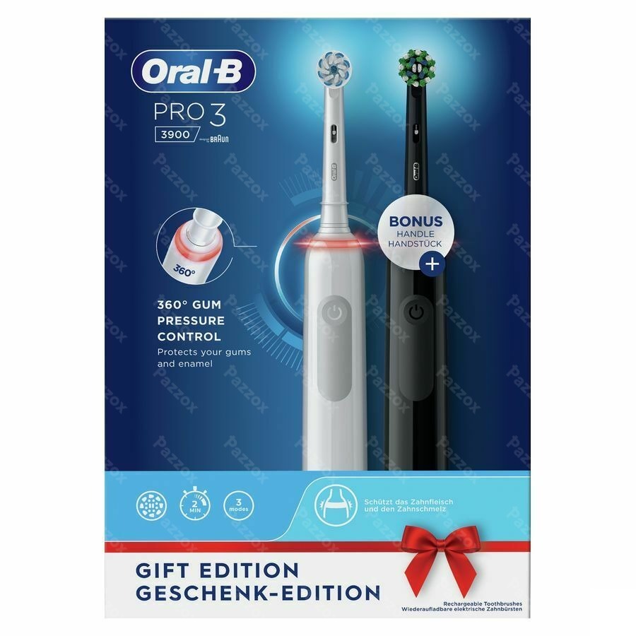 Oral-B Pro 3 Elektrische Tandenborstel Duo Wit/Zwart