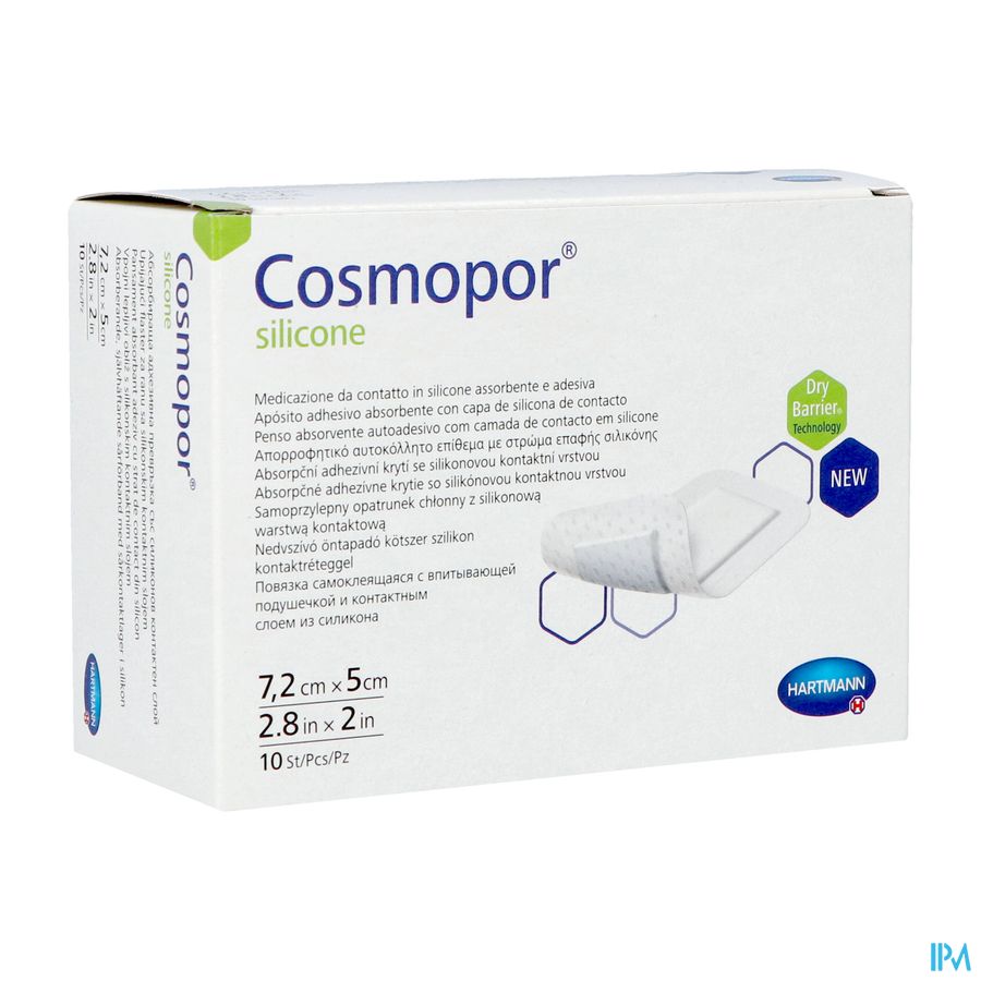 Cosmopor Silicone pleister 7,2x 5cm 10 stuks