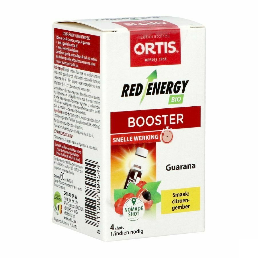 Ortis Red Energy Booster Bio 4 Shots Citroen-Gember