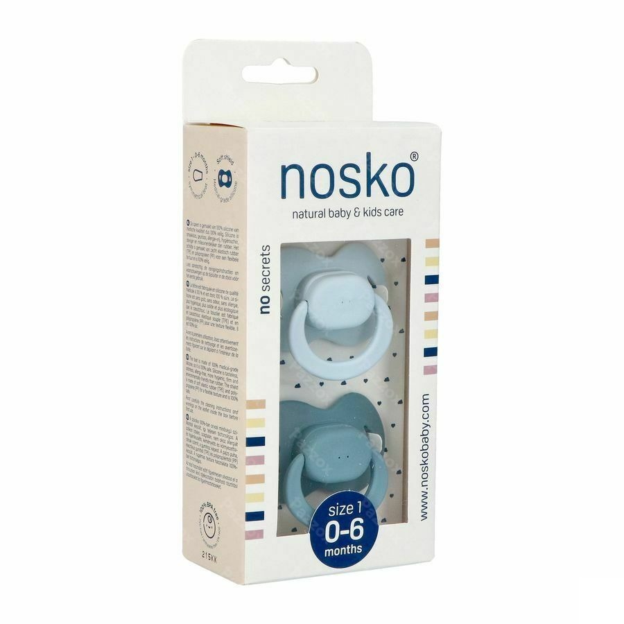 Nosko Fopspeen 0-6 Maanden Baby Blue + Whale Blue