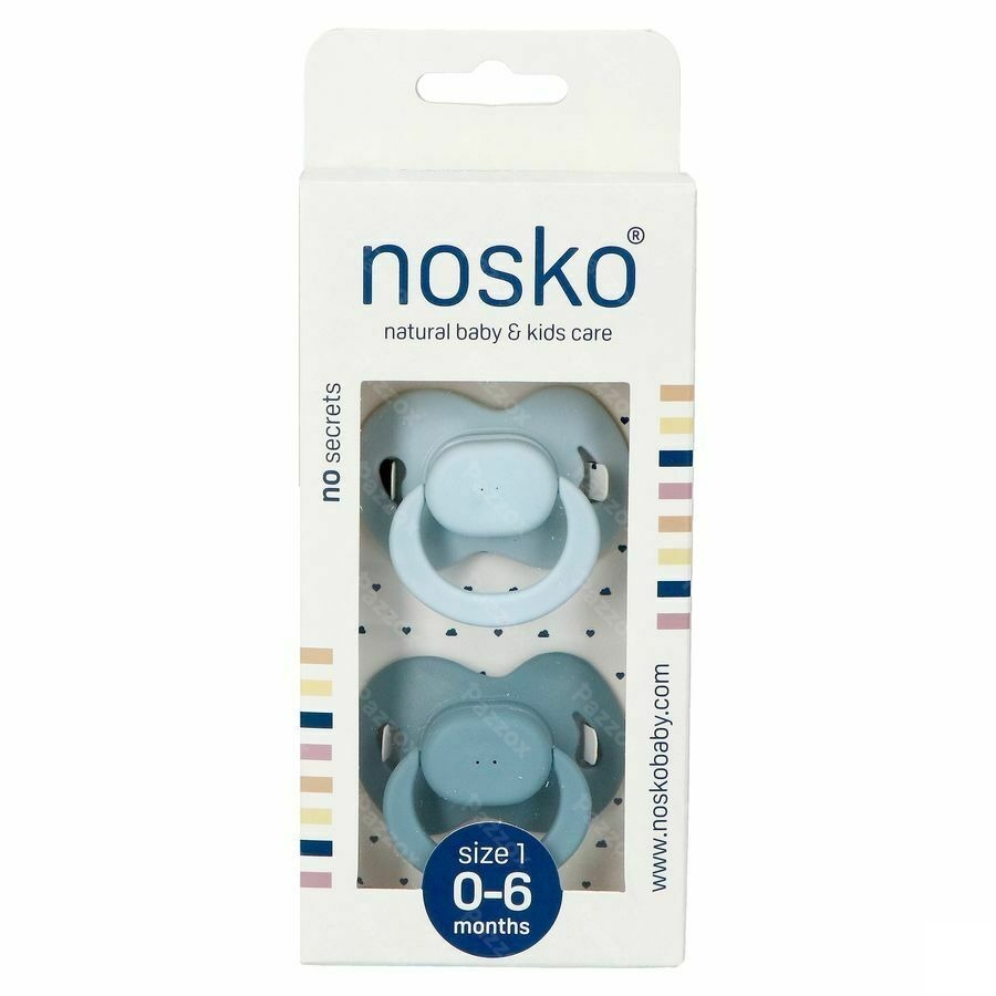 Nosko Fopspeen 0-6 Maanden Baby Blue + Whale Blue