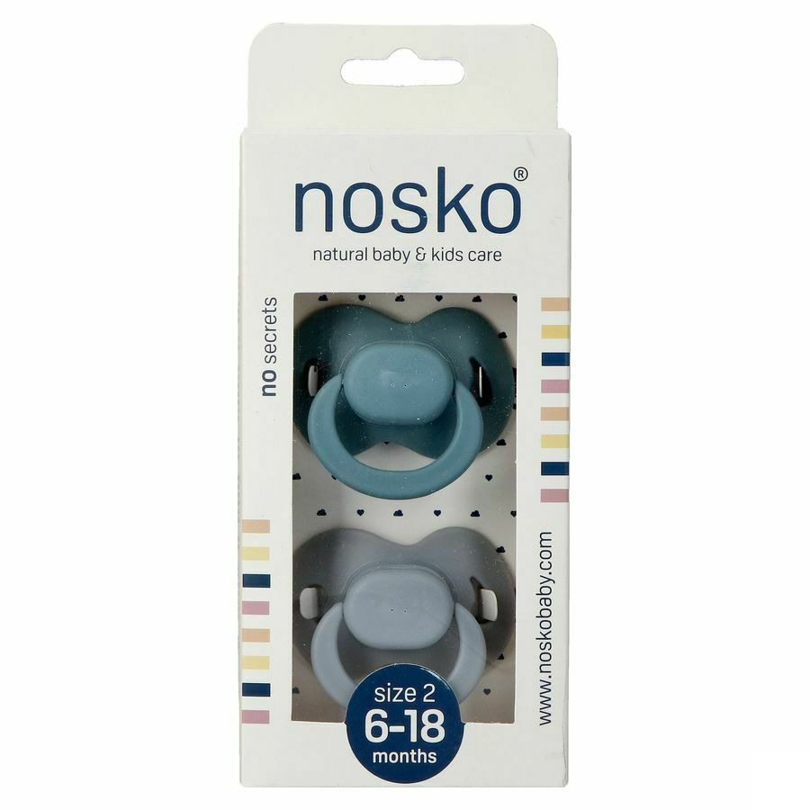 Nosko Fopspeen 6-18 Maanden Whale Blue + Mouse Grey