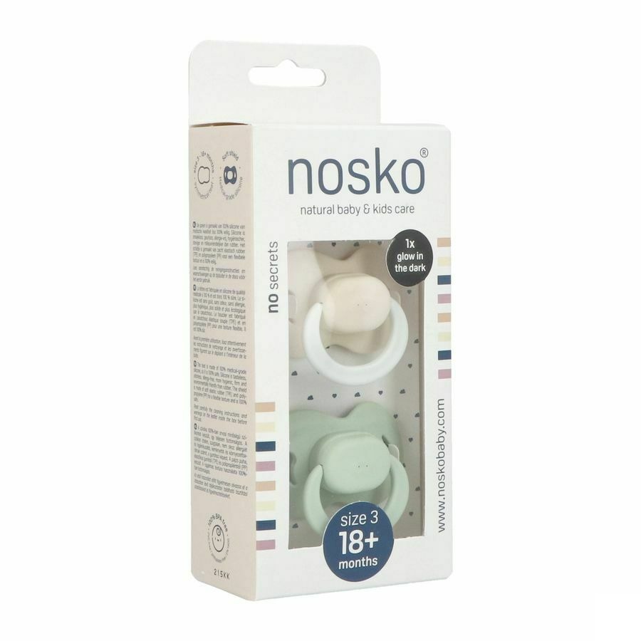 Nosko Fopspeen 18+ Maanden Ivory Glow Dark + Mint