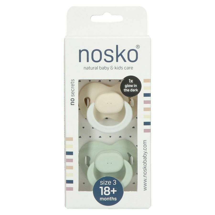 Nosko Fopspeen 18+ Maanden Ivory Glow Dark + Mint