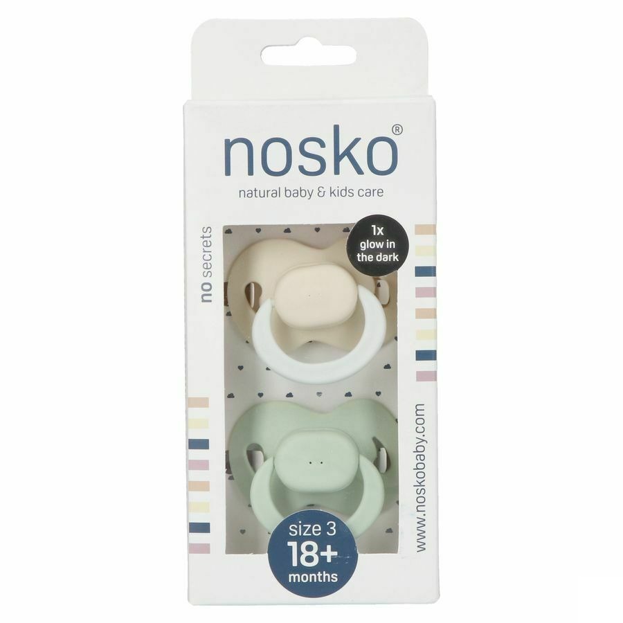 Nosko Fopspeen 18+ Maanden Ivory Glow Dark + Mint