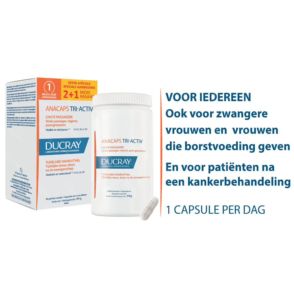 Ducray Anacaps Tri-Activ Tijdelijke Haaruitval 90 Capsules