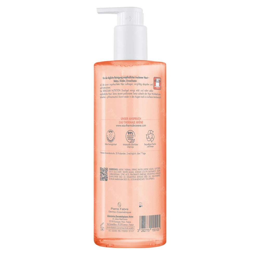 Avène Xeracalm Nutrition Reinigingsgel, Gevoelige droge huid 500ml