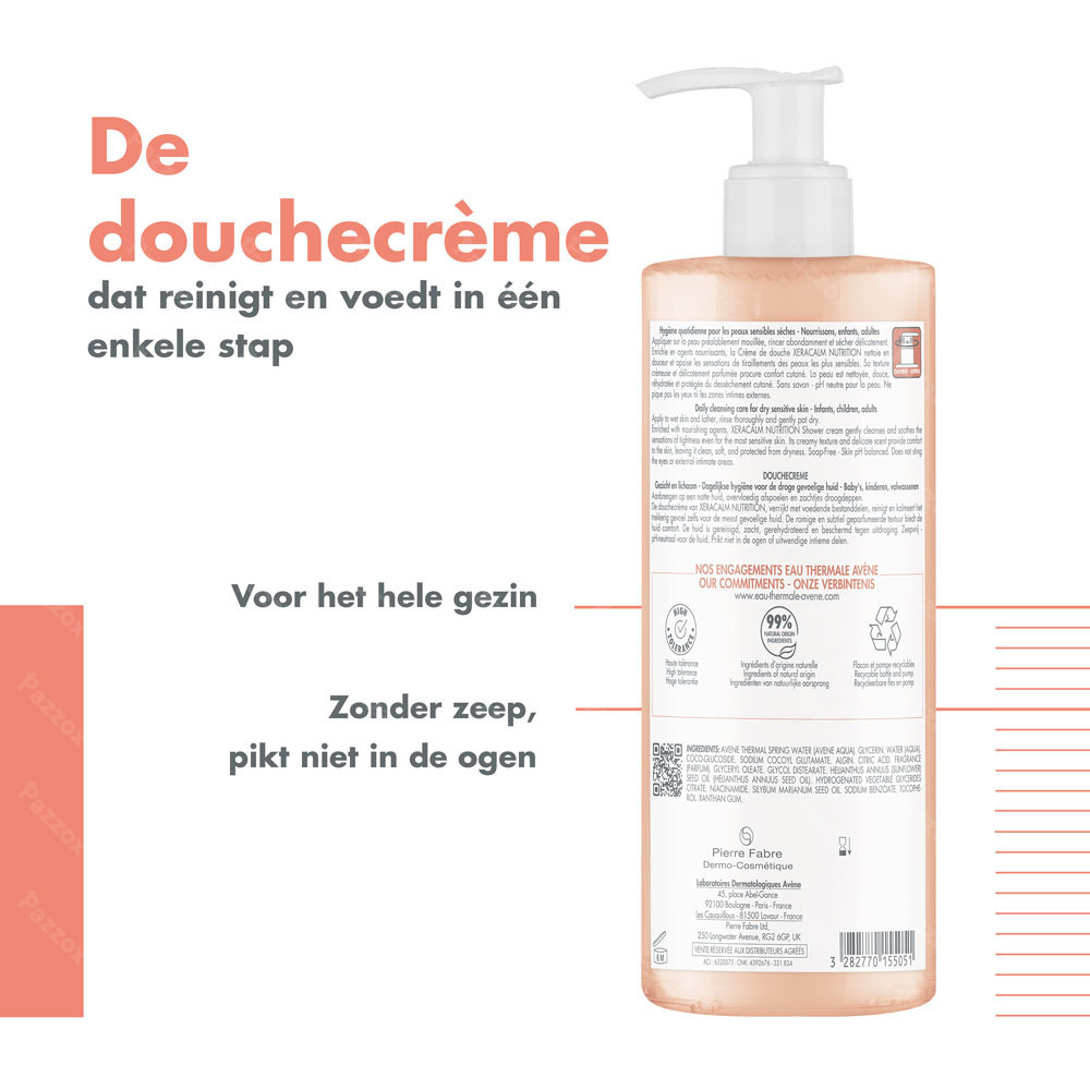 Avène Xeracalm Nutrition Douchecrème, Gevoelige droge huid 500ml