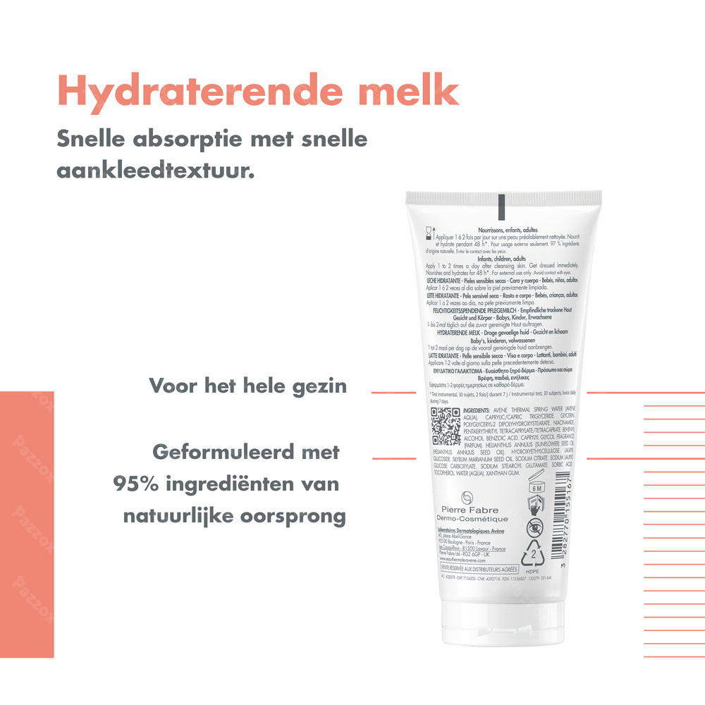 Avène Xeracalm Nutrition Hydraterende Melk, Gevoelige droge huid 100ml