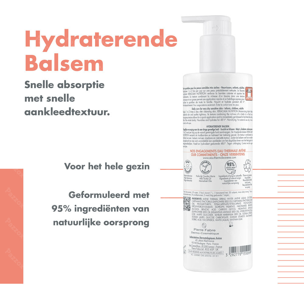Avène Xeracalm Nutrition Hydraterende Balsem, Gevoelige zeer droge huid 400ml