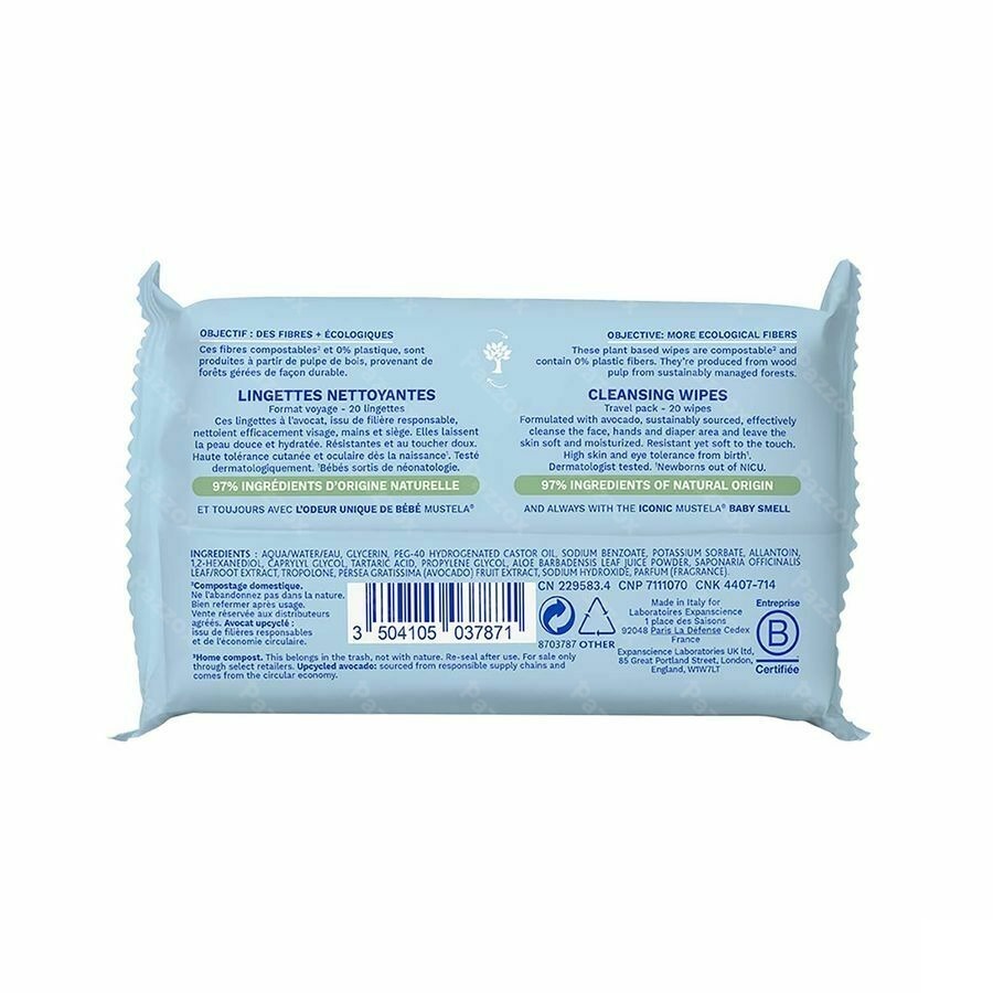 Mustela Reinigende Doekjes 20 Stuks