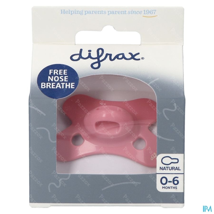Difrax Fopspeen Natural 0-6m Uni Raspberry