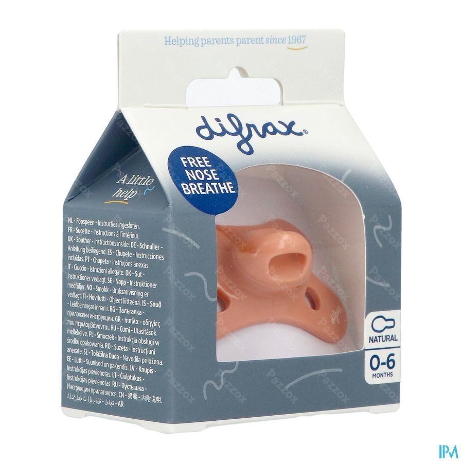 Difrax Fopspeen Natural 0-6m Uni Peachy