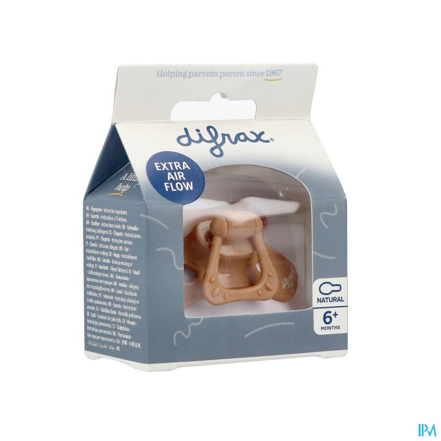 Difrax Fopspeen - Natural - 6+ maanden - Siliconen - Caramel - 1 stuk