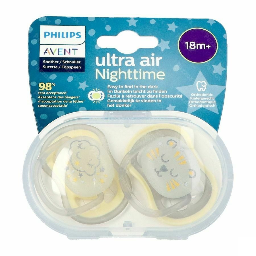 Philips Avent Fopspeen +18m Air Night Neutraal 2 stuks