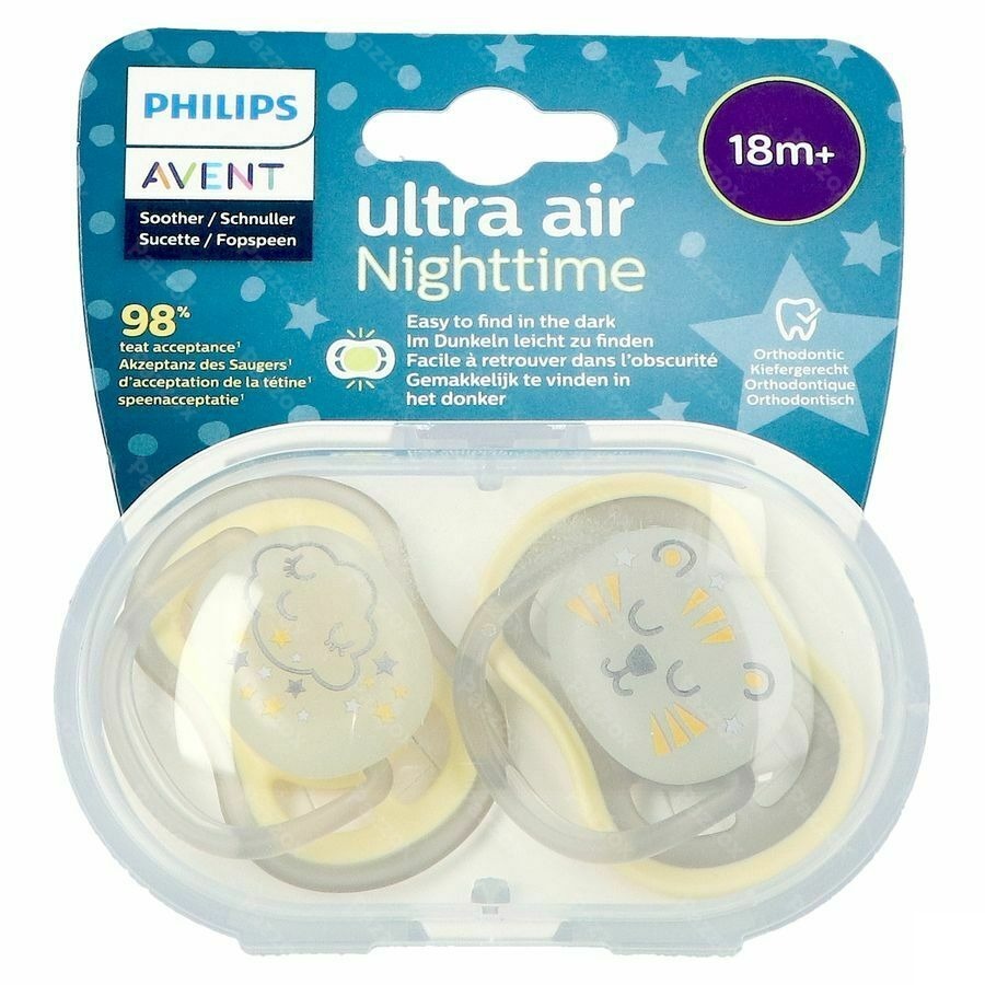 Philips Avent Fopspeen +18m Air Night Neutraal 2 stuks