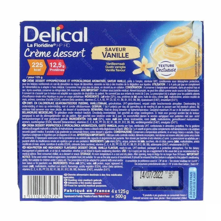 Delical Creme Dessert La Floridine Vanille 4x125g