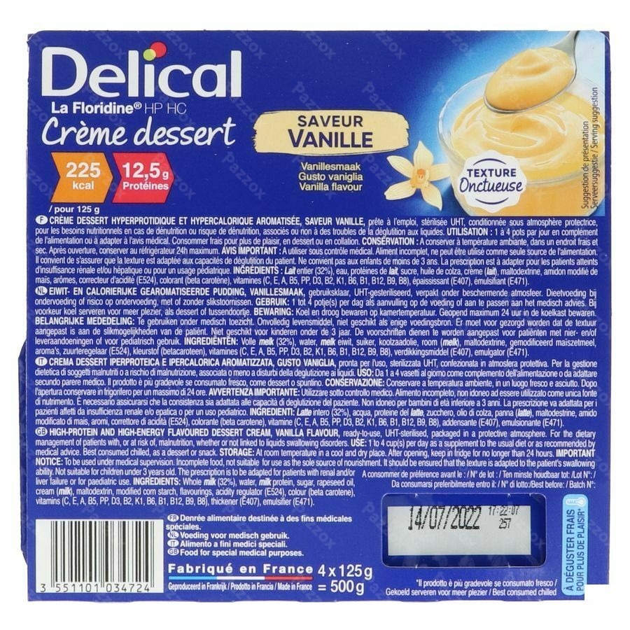 Delical Creme Dessert La Floridine Vanille 4x125g
