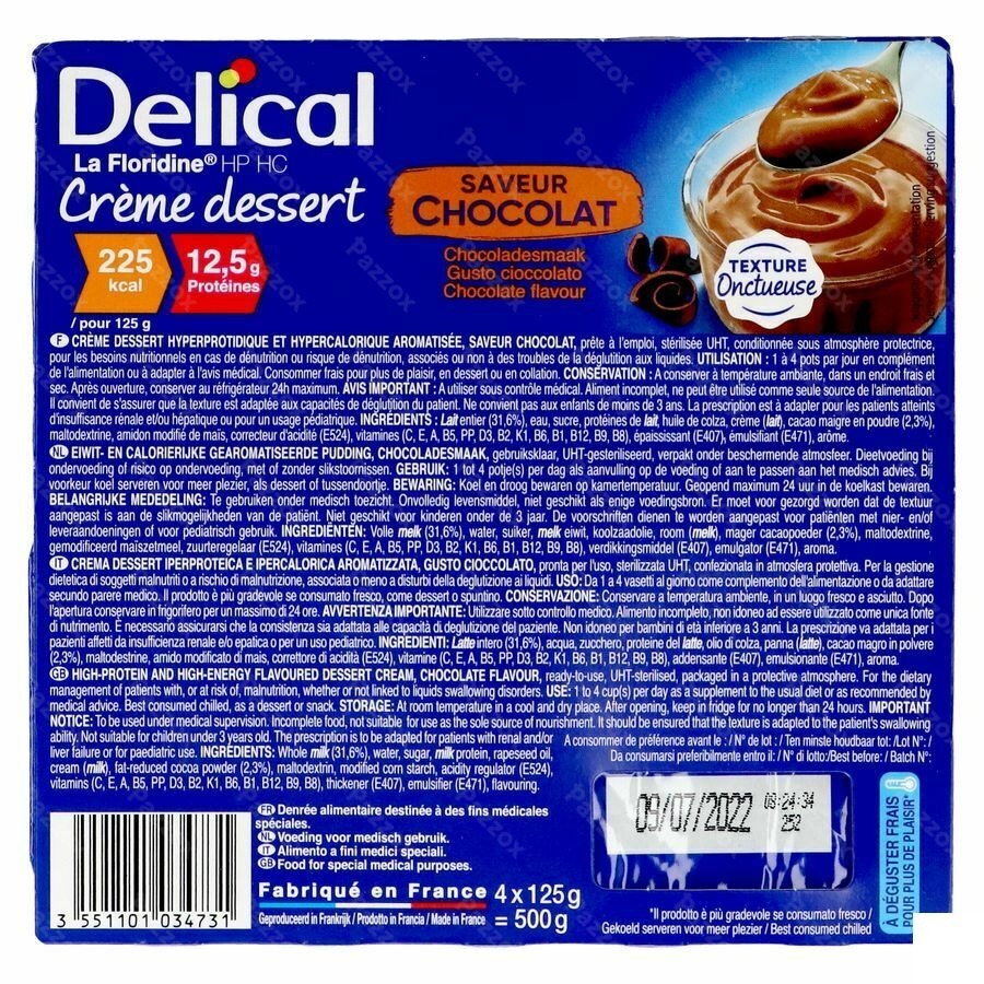 Delical Creme Dessert La Floridine Chocola 4x125g