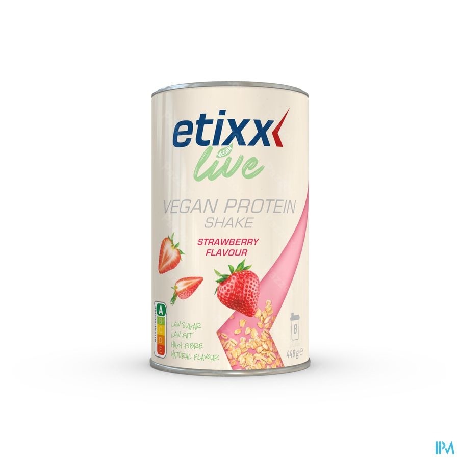 Etixx Live Vegan Protein Shake Strawberry Poeder 448g