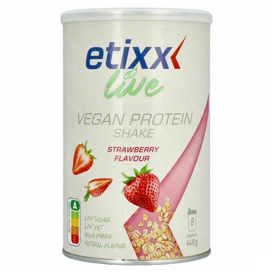 Etixx Live Vegan Protein Shake Strawberry Poeder 448g