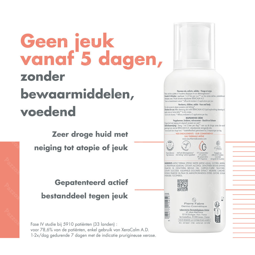 Avène XeraCalm A.D Crème, Droge huid met neiging tot atopisch eczeem en jeuk 400ml