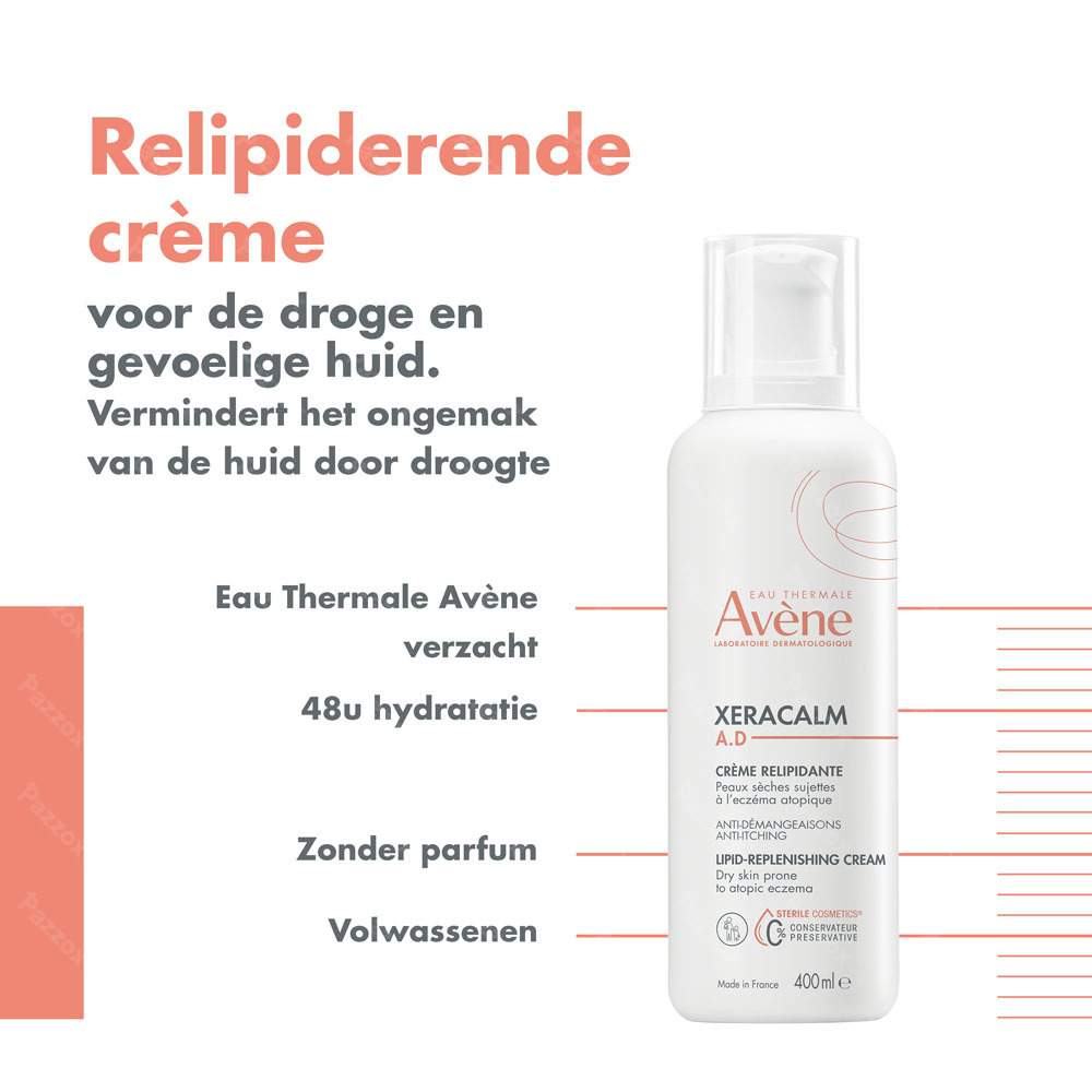 Avène XeraCalm A.D Crème, Droge huid met neiging tot atopisch eczeem en jeuk 400ml
