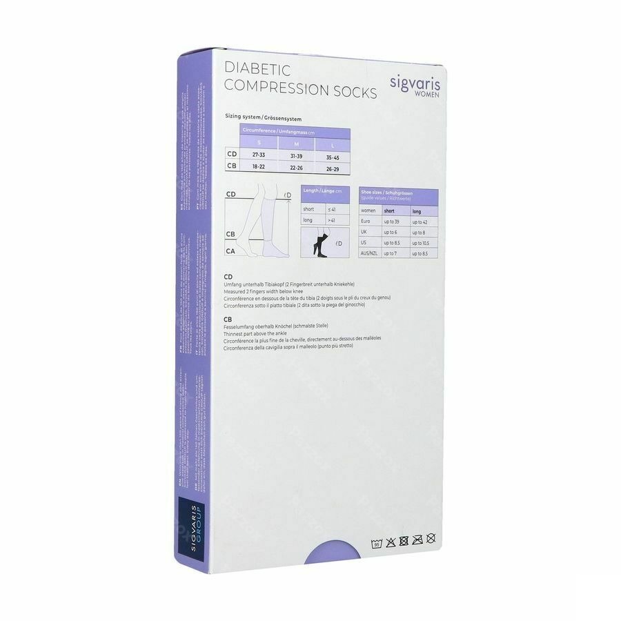 Sigvaris Diabetic Vrouw Kniekous S Long Wit