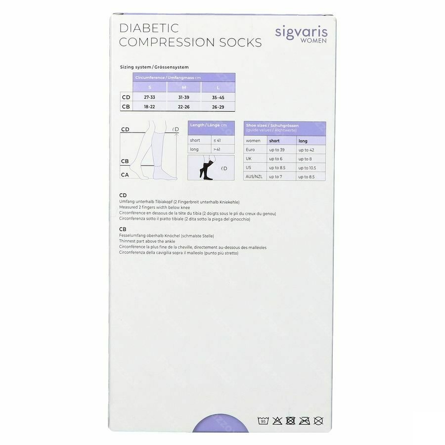 Sigvaris Diabetic Vrouw Kniekous S Long Wit