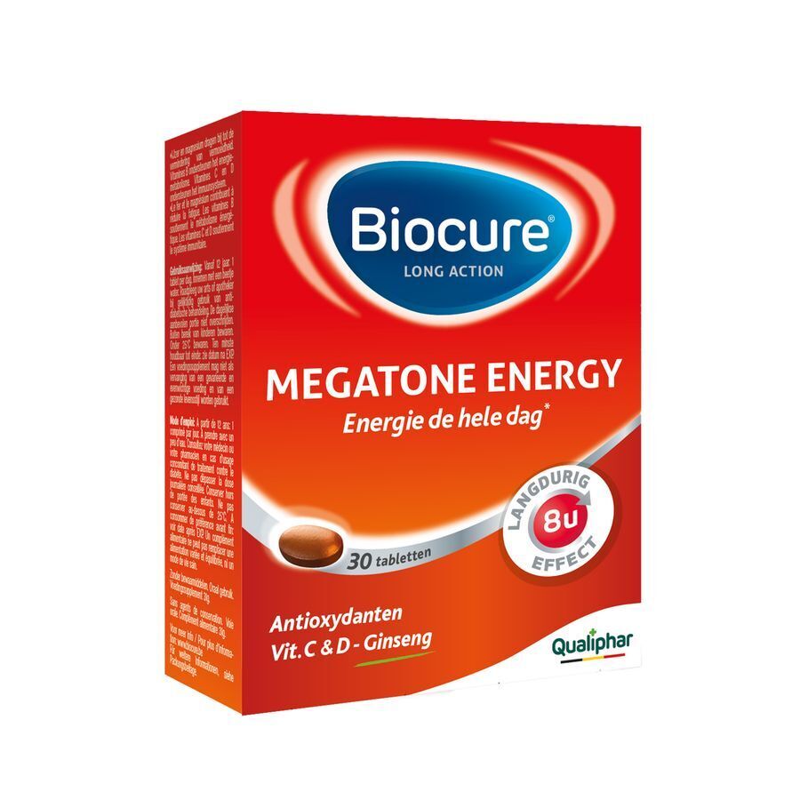 Biocure Long Action Megatone Energy 30 tabletten | Vitaliteit En energie de hele dag afbeelding