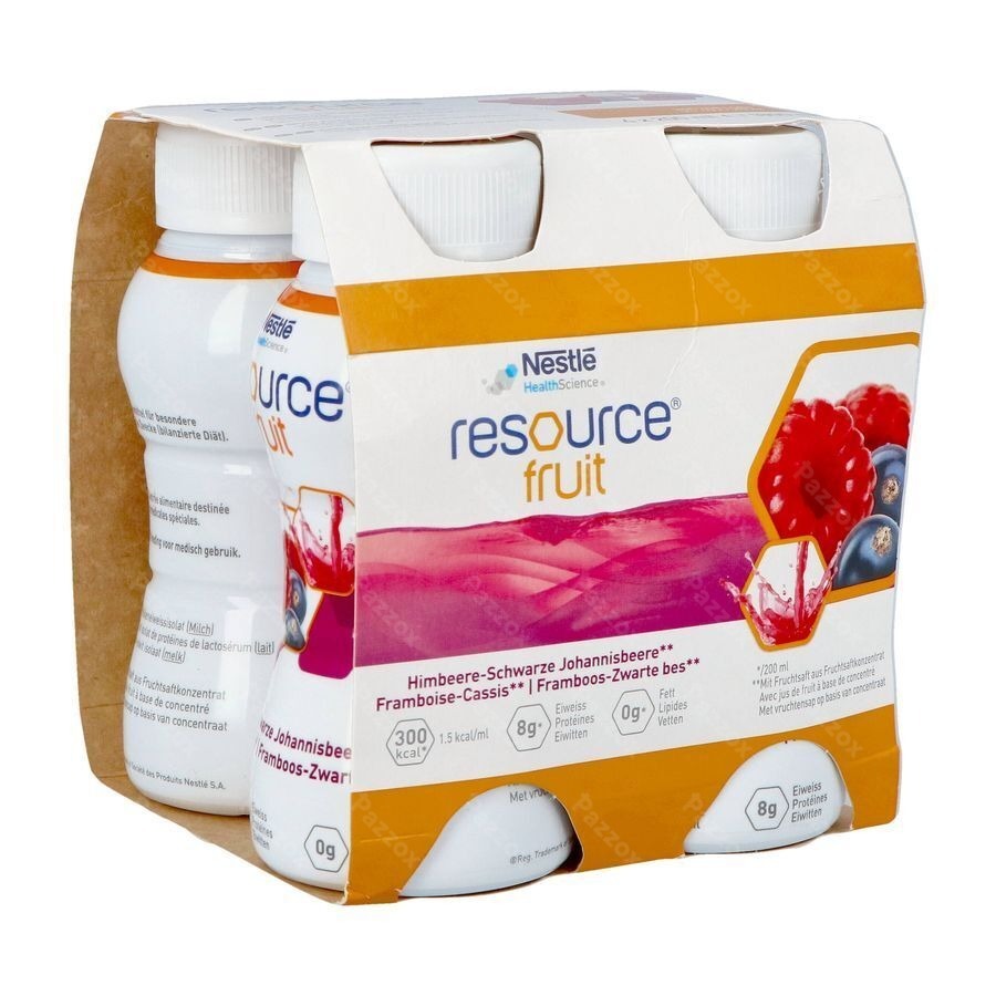 Resource Fruit Framboos Zwart Bes 4x200ml