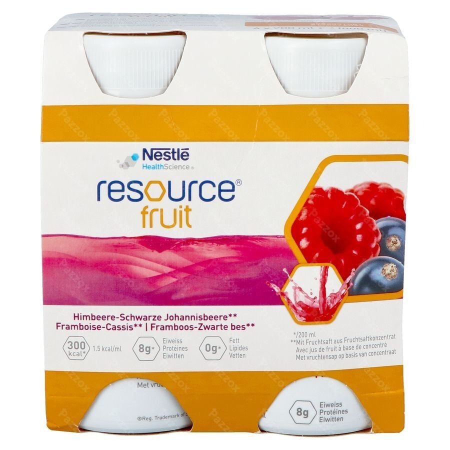 Resource Fruit Framboos Zwart Bes 4x200ml
