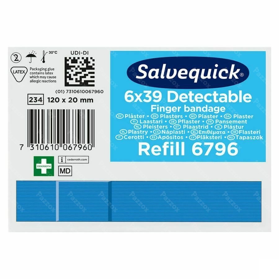 Salvequick Lange Vingerpleister Blauw 6796