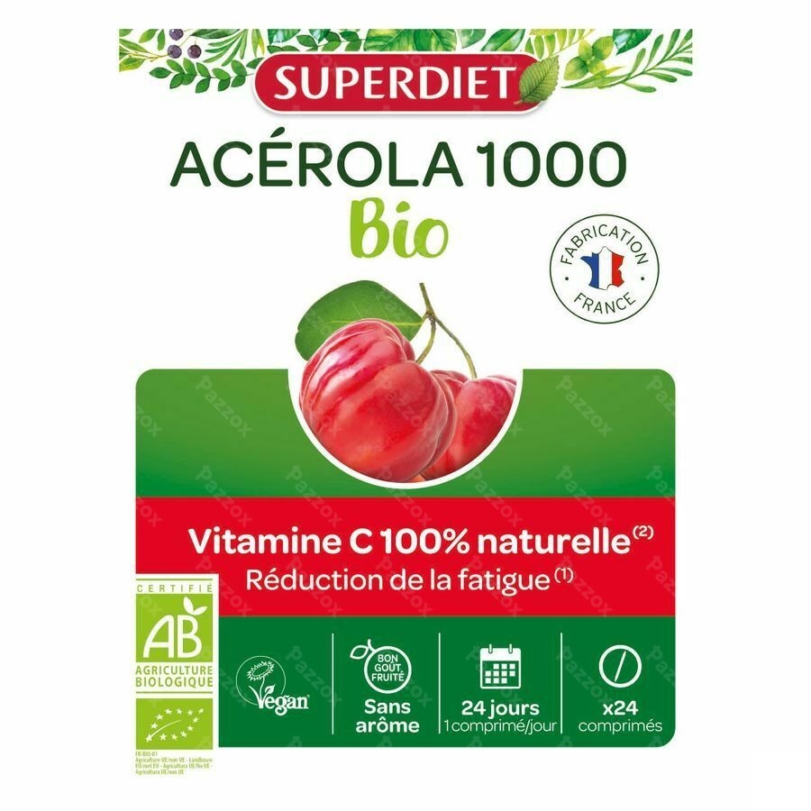 Superdiet Acerola 1000 Bio Kauwtabl 24
