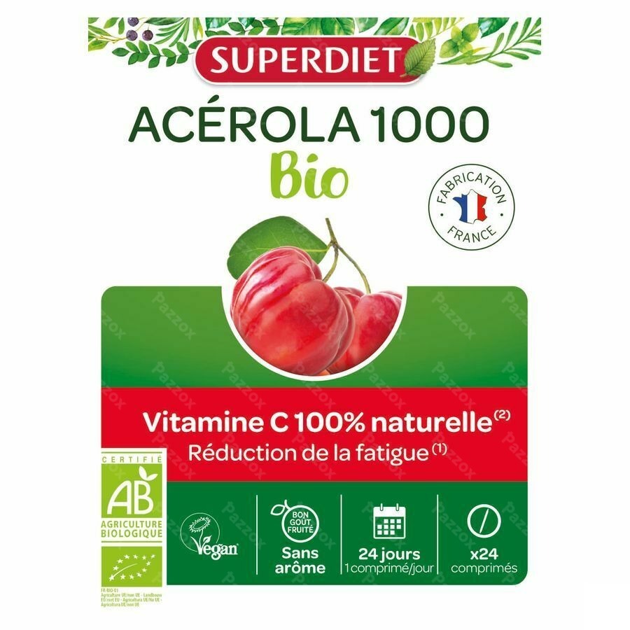 Superdiet Acerola 1000 Bio Kauwtabl 24