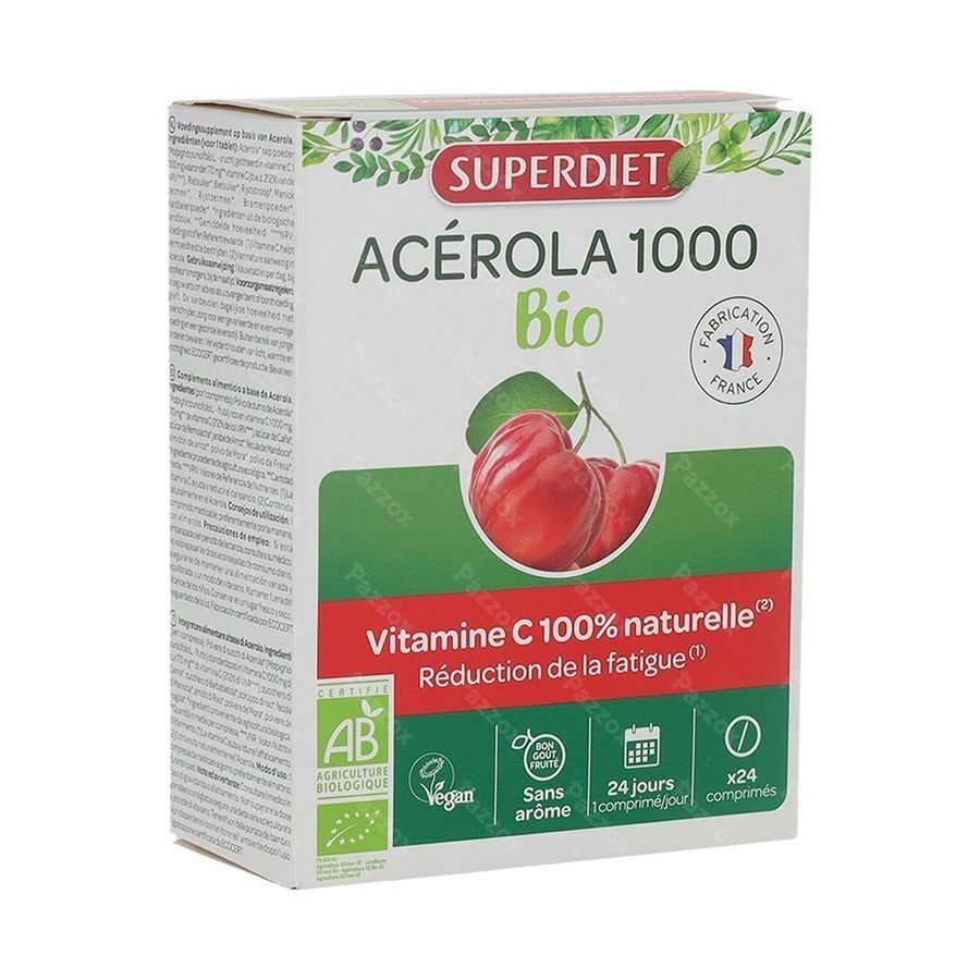 Superdiet Acerola 1000 Bio Kauwtabl 24